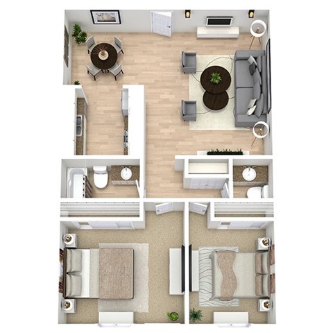 2X1_5 The Shasta Floor Plan, 935 SQFT